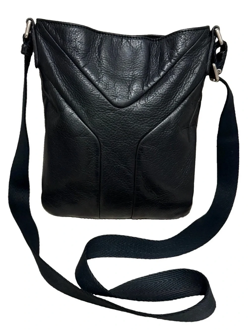 Yves Saint Laurent Ycon Black Leather Messenger Crossbody